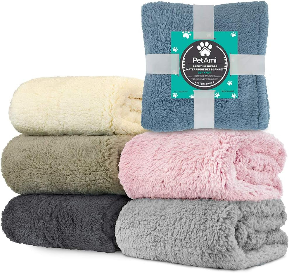 Waterproof Fluffy Sherpa Dog Blanket for Small Pets and Cats, 24" x 32", Pink