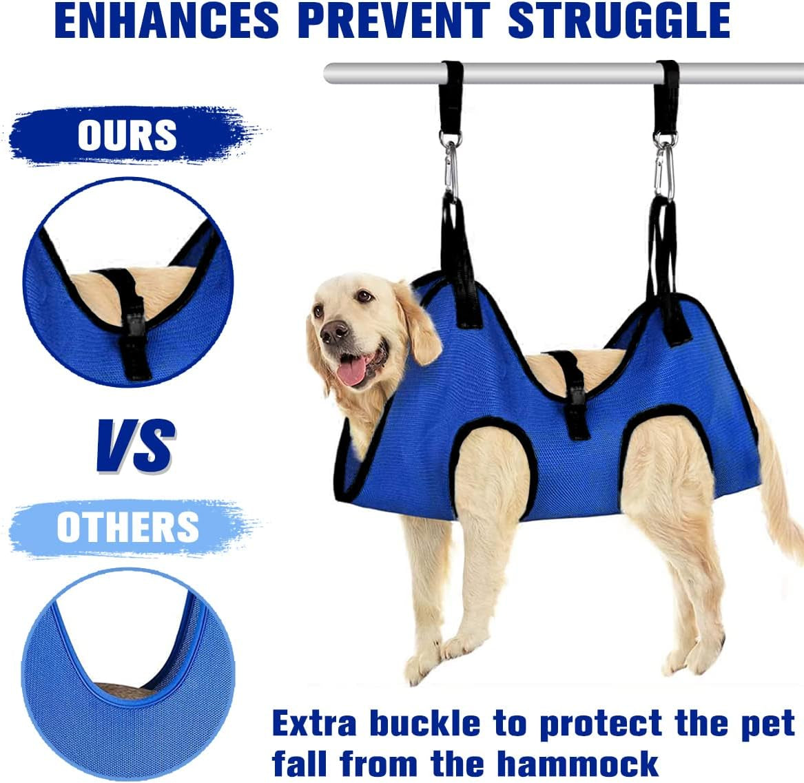 Dog Grooming Hammock Grooming Harness for Small Dogs Pet Grooming Hammock with Nail Clippers/Nail File/Comb Breathable Dog Nail Harness Hanging for Nail Trimming,Ear,Eye Care Home Grooming Set