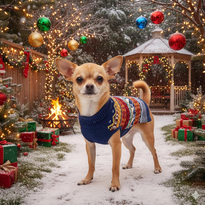 Dog Christmas Sweater - Winter Fleece Holiday Apparel for Small, Medium, Large, and XL Dogs, Snowflake Turtleneck Pullover for Indoor and Outdoor Wear