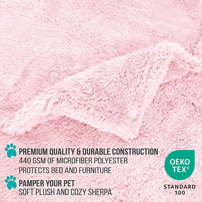 Waterproof Fluffy Sherpa Dog Blanket for Small Pets and Cats, 24" x 32", Pink