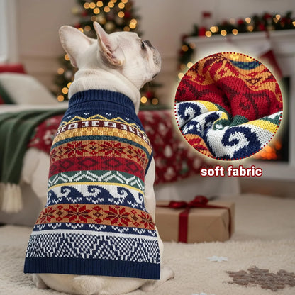 Dog Christmas Sweater - Winter Fleece Holiday Apparel for Small, Medium, Large, and XL Dogs, Snowflake Turtleneck Pullover for Indoor and Outdoor Wear