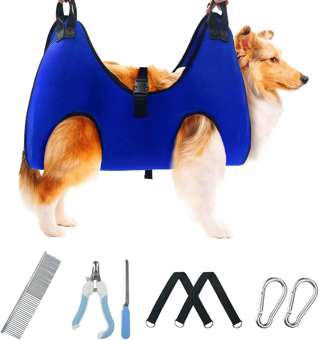 Pet Dog Grooming Hammock for Nail Trimming,Dog Restraint Hanging Harness for Nail Clipping,Dog Grooming Sling for Large Dogs with Nail Clippers/Nail File/Pet Comb,Claw Care(Xl for 60Lb)