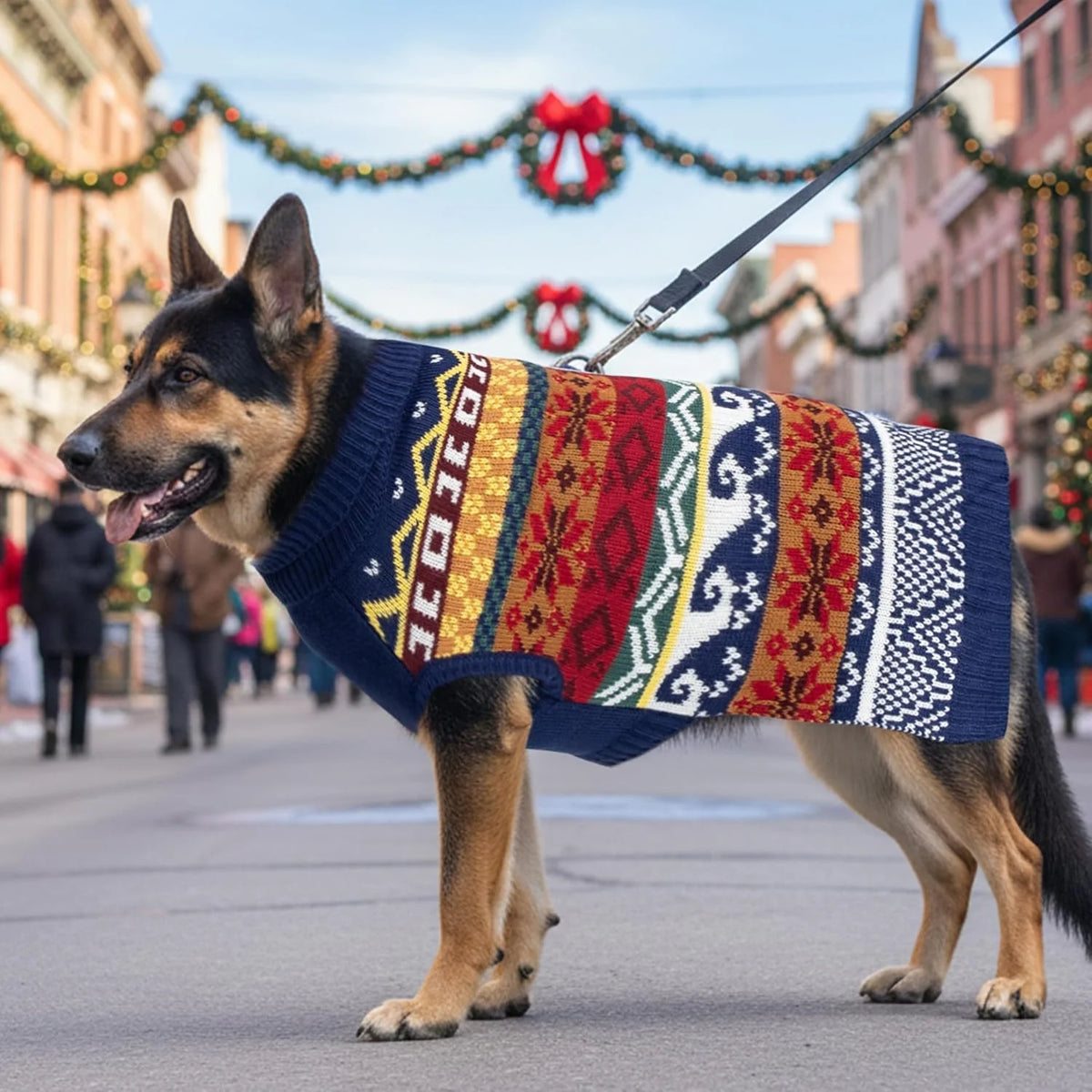 Dog Christmas Sweater - Winter Fleece Holiday Apparel for Small, Medium, Large, and XL Dogs, Snowflake Turtleneck Pullover for Indoor and Outdoor Wear