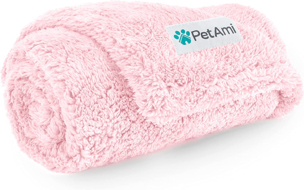 Waterproof Fluffy Sherpa Dog Blanket for Small Pets and Cats, 24" x 32", Pink