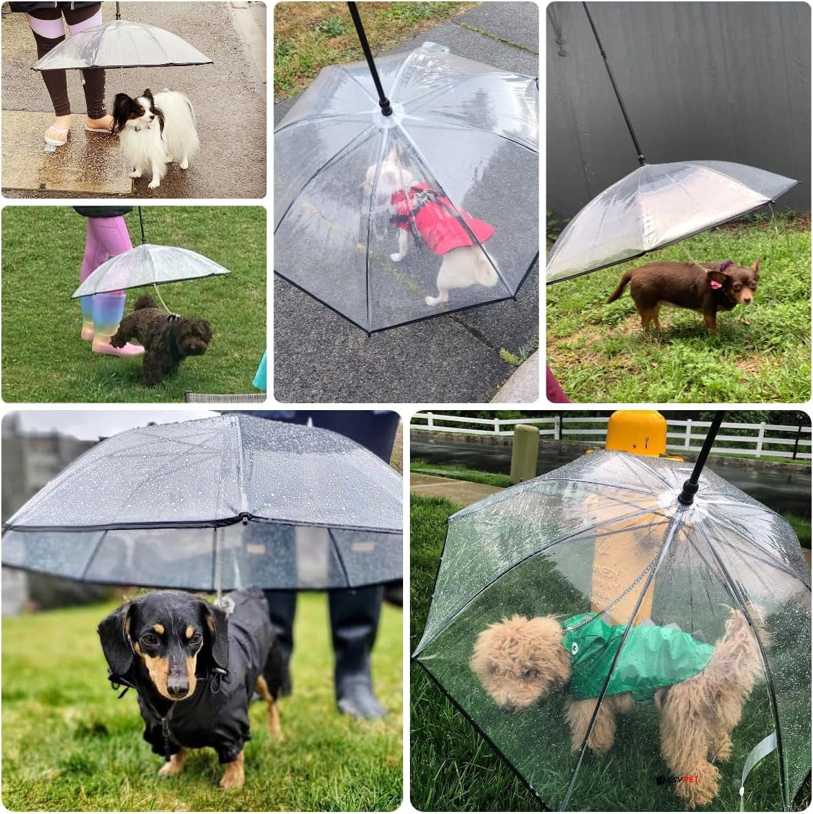 Transparent Dog Umbrella for Small Breed, Clear Walking Umbrella with Strap for Rain/Snow