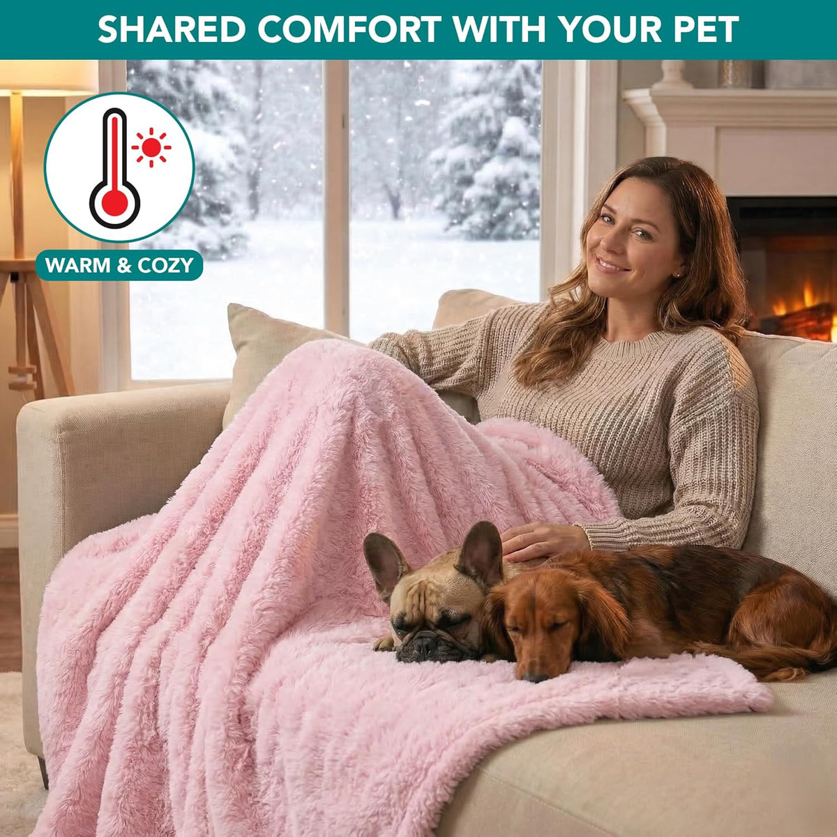 Waterproof Fluffy Sherpa Dog Blanket for Small Pets and Cats, 24" x 32", Pink