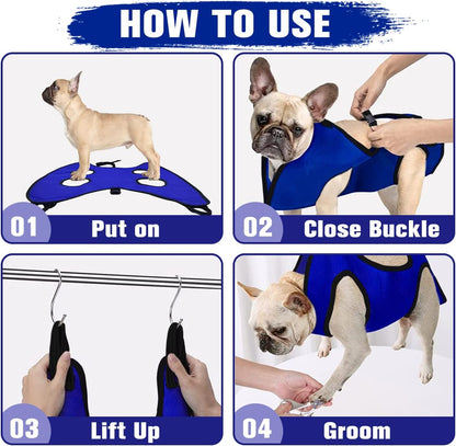 Pet Dog Grooming Hammock for Nail Trimming,Dog Restraint Hanging Harness for Nail Clipping,Dog Grooming Sling for Large Dogs with Nail Clippers/Nail File/Pet Comb,Claw Care(Xl for 60Lb)