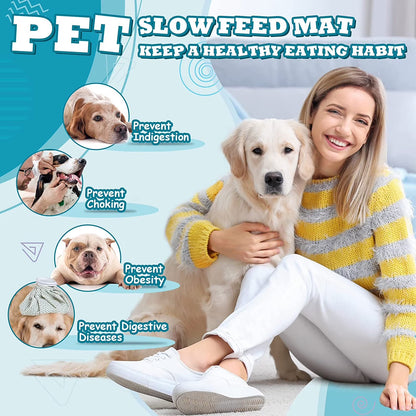 Lick Mat for Dogs, 2 PCS Dog Slow Feeder Lick Mat, Boredom Anxiety Reducer Pad for Dog, Perfect for Food, Treats, Yogurt, or Peanut Butter, Fun Alternative to a Slow Feed Dog Bowl(Blue,Orange)