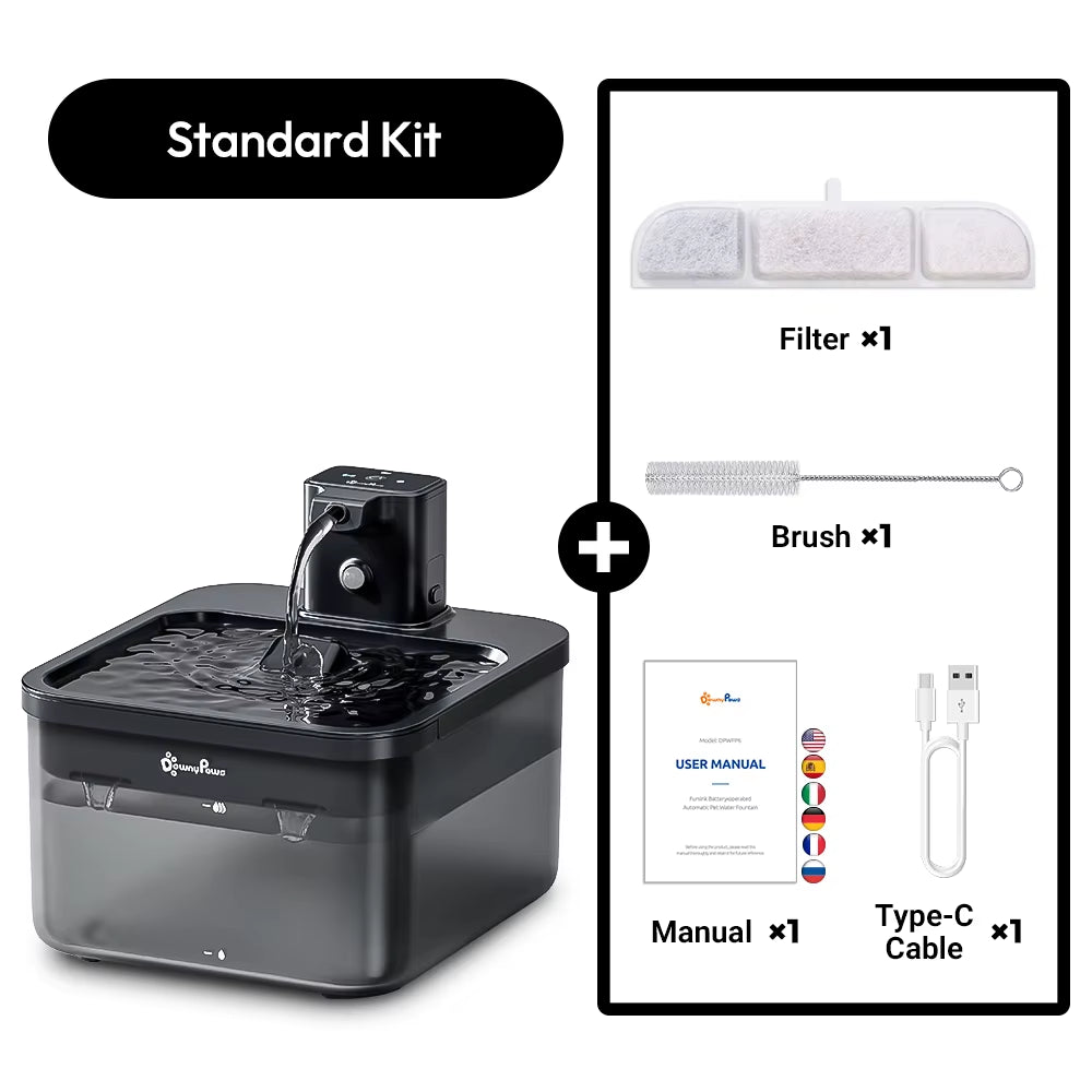 2.5L Automatic Wireless Cat Water Fountain with Motion Sensor - Battery Operated Pet Water Dispenser