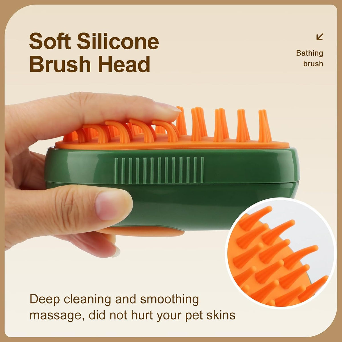 Cat Steam Brush, 3 in 1 Cat Steamy Brush, Silicone Massage Grooming Comb, Pet Hair Cleaning Misting Comb for Kittens(Avocado Green)