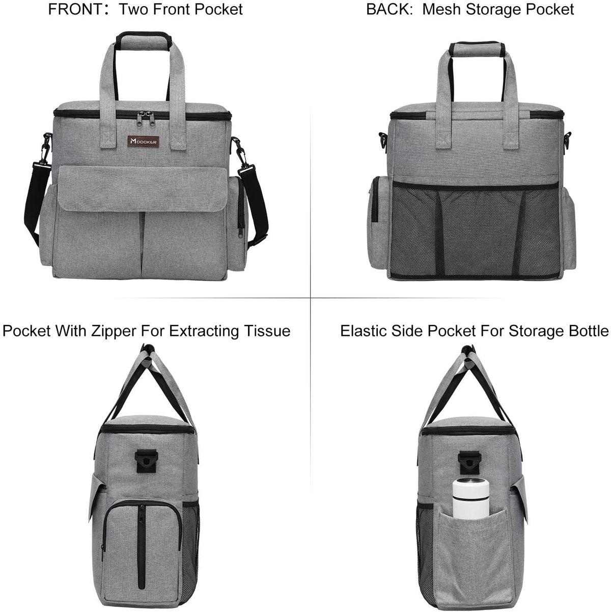 Premium Weekend Dog Travel Bag Set with Dual Food Bags, Two Bowls, and Mat in Grey
