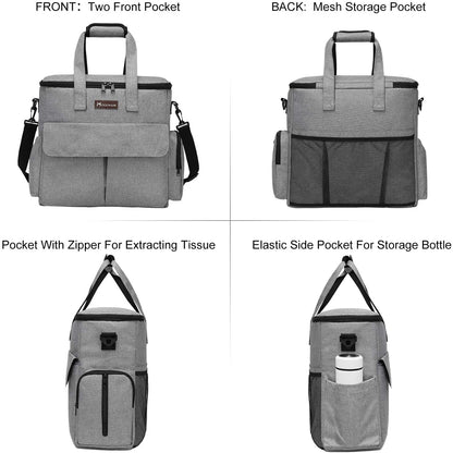 Premium Weekend Dog Travel Bag Set with Dual Food Bags, Two Bowls, and Mat in Grey