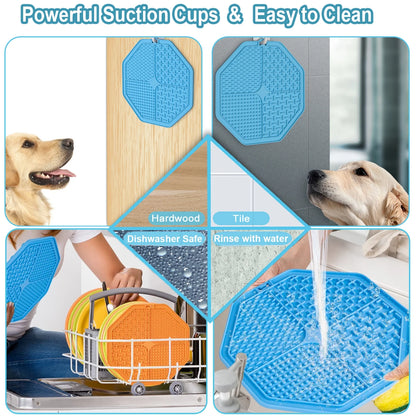Lick Mat for Dogs, 2 PCS Dog Slow Feeder Lick Mat, Boredom Anxiety Reducer Pad for Dog, Perfect for Food, Treats, Yogurt, or Peanut Butter, Fun Alternative to a Slow Feed Dog Bowl(Blue,Orange)